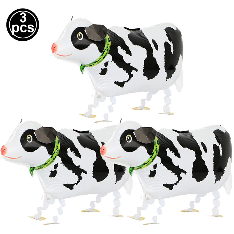 3 vnt./Paketas vaikščiojantys gyvūnai balionai ūkinis gyvūnas karvė raudonas gaidys kiaulė balionas ūkio gimtadienio vakarėlio tvarto kepsnių vakarėlio dekoracijos