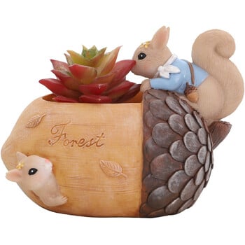 Cute Squirrel Succulent Plants Pot Creative Resin Plants Pots Mini Animal Planter