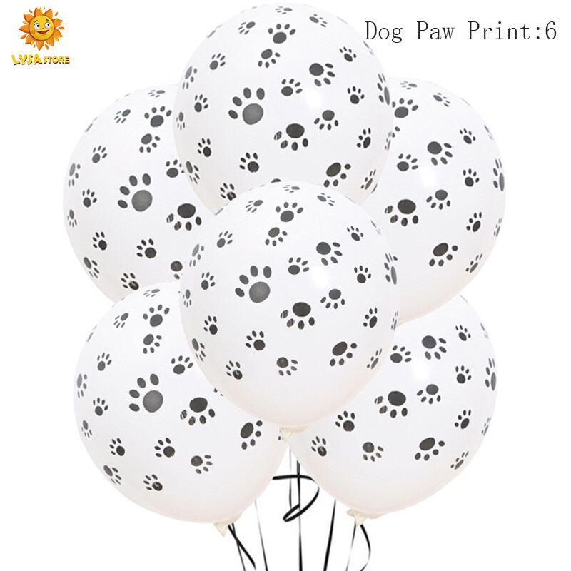 Animacinio filmo gyvūno galvos lateksinis kostiumas su kamuoliuku, 3,2 g šuns pėdsakų, augintinio letenėlių atspaudų balionai Vaikų vakarėlio dekoravimui Vaikų žaislas gaubliai