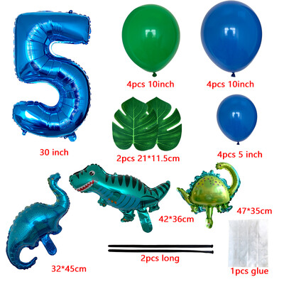 21db 1 2 3 éves dinoszaurusz születésnapi parti dinó léggömbök pálmalevél szett első születésnapi fiú buli gyerekeknek babazuhany Jungle Safari Deco