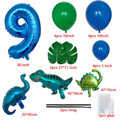 21db 1 2 3 éves dinoszaurusz születésnapi parti dinó léggömbök pálmalevél szett első születésnapi fiú buli gyerekeknek babazuhany Jungle Safari Deco