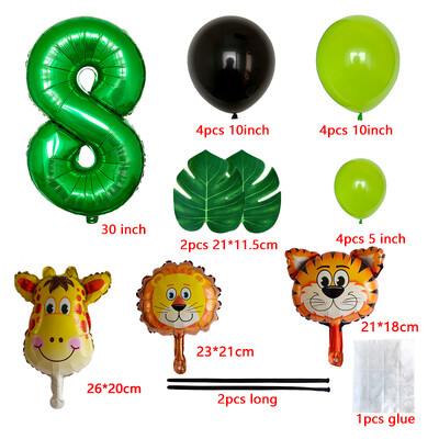 21db 1 2 3 éves dinoszaurusz születésnapi parti dinó léggömbök pálmalevél szett első születésnapi fiú buli gyerekeknek babazuhany Jungle Safari Deco