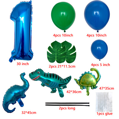 21db 1 2 3 éves dinoszaurusz születésnapi parti dinó léggömbök pálmalevél szett első születésnapi fiú buli gyerekeknek babazuhany Jungle Safari Deco