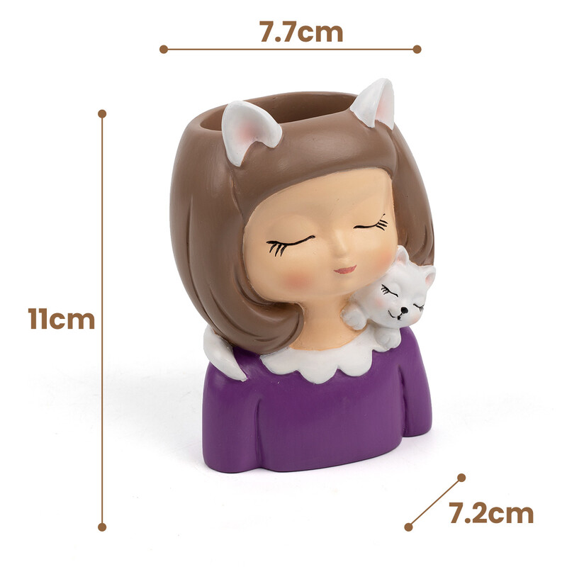 Kislány zamatos virágcserép Aranyos portré bonsai ültető edények Gyanta váza Otthon Asztali virágcserep dekor Díszek