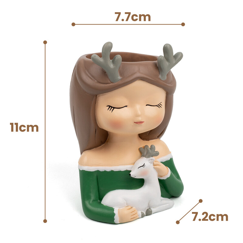 Kislány zamatos virágcserép Aranyos portré bonsai ültető edények Gyanta váza Otthon Asztali virágcserep dekor Díszek