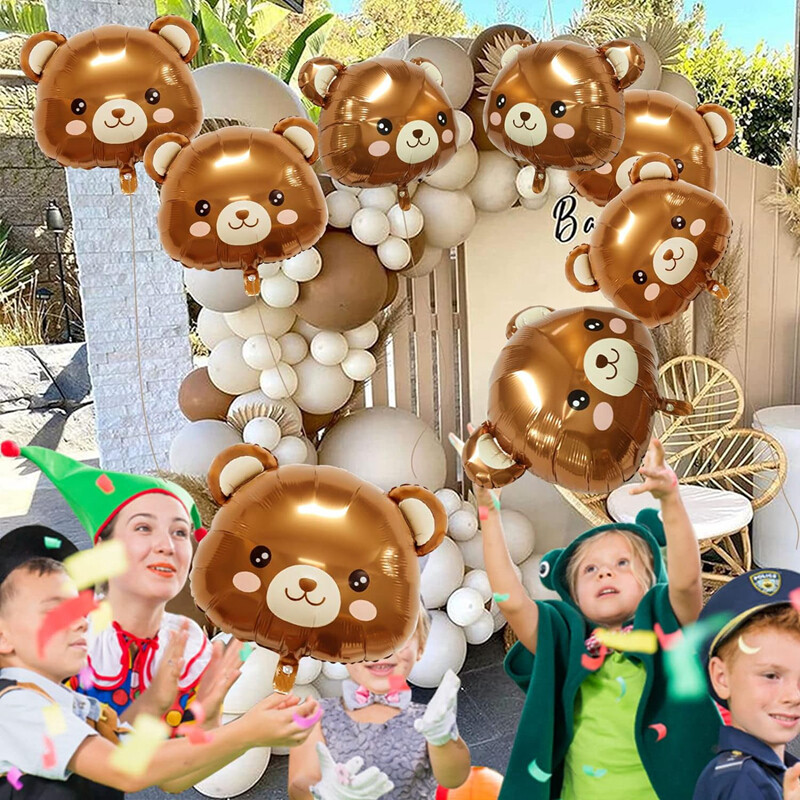2/3/5 db Barna medve lufi Rajzfilm Medvefej Állatfólia lufi gyerekeknek Dzsungelerdő Születésnapi Party dekoráció Babazuhany