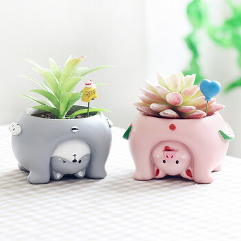 Ανάποδα Cartoon Animal Planter, Μίνι Διακοσμητική γλάστρα για παχύφυτα Φυτά κάκτων, Διακόσμηση επιτραπέζιου κήπου σπιτιού