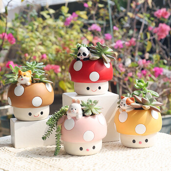 Γλάστρα για φυτά Creative Mushroom Succulents, Γλαστράκια με χαριτωμένα ζώα, Διακοσμητικά δοχεία ζαρντινιέρας Διακόσμηση γραφείου σπιτιού