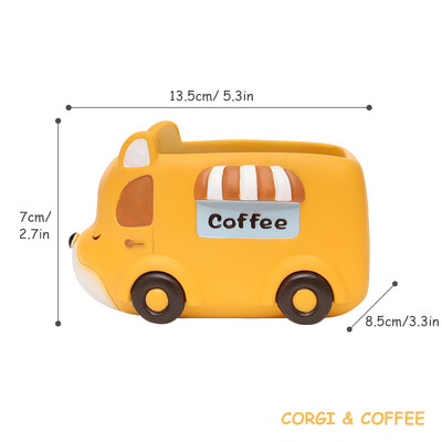 Seria Food Truck - Jardinier din rășină pentru plante suculente, cactus, aer, figurine cu animale drăguțe pentru ghivece de flori pentru cadou pentru decorarea mesei de acasă