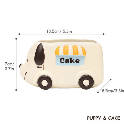 Seria Food Truck - Jardinier din rășină pentru plante suculente, cactus, aer, figurine cu animale drăguțe pentru ghivece de flori pentru cadou pentru decorarea mesei de acasă