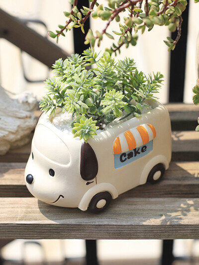 Seria Food Truck - Jardinier din rășină pentru plante suculente, cactus, aer, figurine cu animale drăguțe pentru ghivece de flori pentru cadou pentru decorarea mesei de acasă