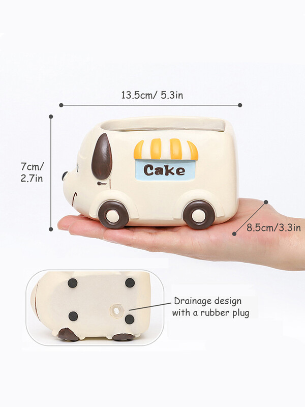 Seria Food Truck - Jardinier din rășină pentru plante suculente, cactus, aer, figurine cu animale drăguțe pentru ghivece de flori pentru cadou pentru decorarea mesei de acasă