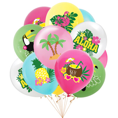 12 db Hawaii Party Balloon Dekoráció Aloha Tropical Luau Flamingo Balloon Baby Shower Születésnapi Party Esküvői Dekoráció Air Globo