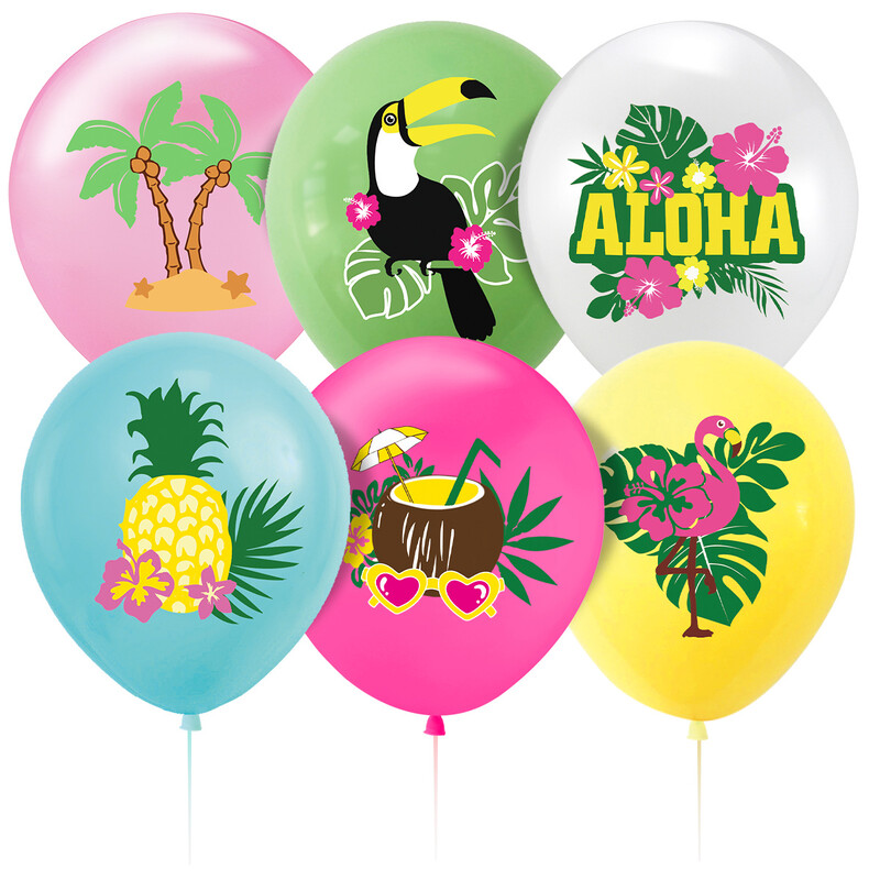 12 vnt Havajų vakarėlio balionų dekoracijos Aloha Tropical Luau Flamingo Balionas Baby Shower Gimtadienio vakarėlio vestuvių dekoras Air Globo