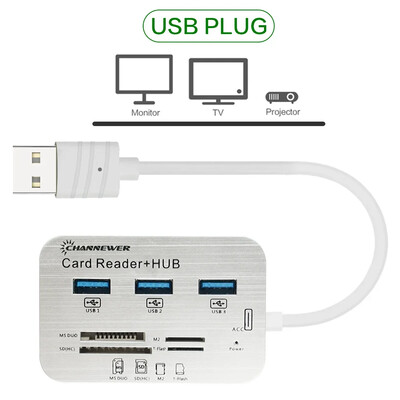 STONEGO High Speed USB 3.0 Splitter One to Three Computer Extension Multi Interface HUB Converter 3.0 Hub Card Reader