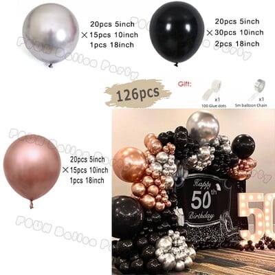 Juodo aukso gimtadienio balionai arkos rinkiniai Sidabriniai smėlio spalvos auksiniai konfeti balionai Gimtadienio vestuvių dekoravimas Krikšto baigimo dekoras