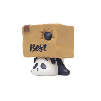 Kreslený panda tvarovaný malý kvetináč, záhradný dekoratívny kvetináč na sukulenty, živicový kontajner, dekorácie na stôl