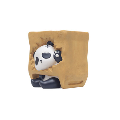 Kreslený panda tvarovaný malý kvetináč, záhradný dekoratívny kvetináč na sukulenty, živicový kontajner, dekorácie na stôl