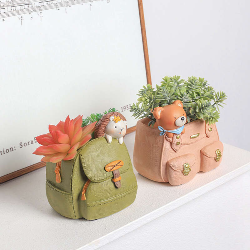 Mini gyanta virágcserép zamatos növényekhez Kerti szobrok Hátizsák Nyúl virágcserép Kézzel formázott tolltartó Gyanta formák Edények