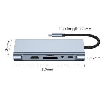 Σταθμός σύνδεσης USB Hub 12 In 1 4K 30Hz: -Συμβατό, USB 2.0, USB 3.0, RJ45, PD, SD/TF