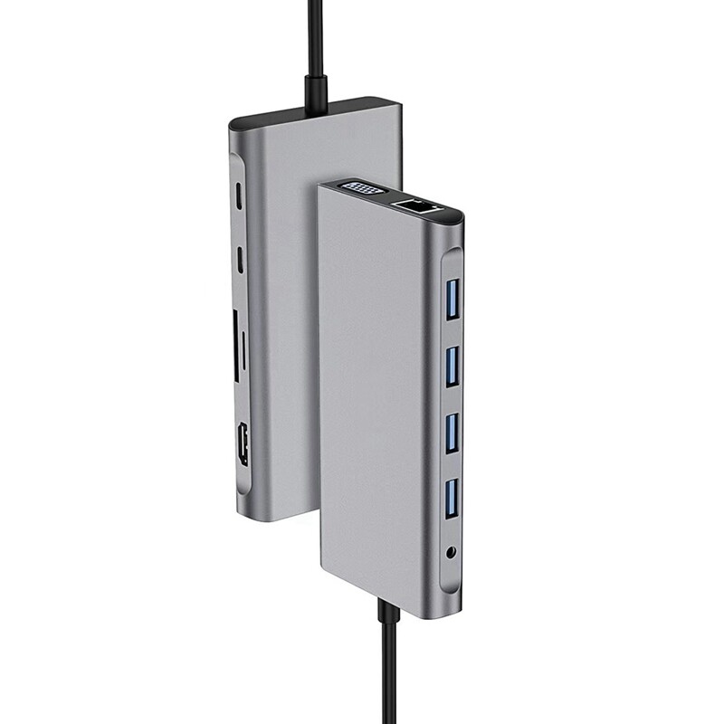 Dokovacia stanica USB Hub 12 v 1 4K 30Hz: kompatibilná s USB 2.0, USB 3.0, RJ45, PD, SD/TF