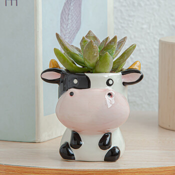 Nordic Ceramic Animal Flower Pot Cartoon Zebra Sheep Cow Head Mini Pot Succulents Plants Bonsai Pots Διακόσμηση σπιτιού