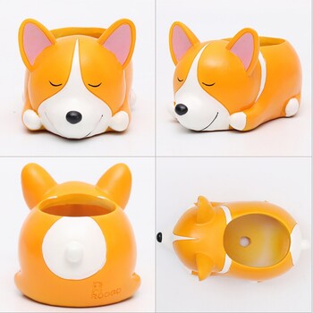 Γελοιογραφία Animal Succulent Plant Pot Cute Corgi Labrador Dog Resin Flowerpot Garden Planting Pot Garden Planter Διακοσμητικά επιφάνειας εργασίας