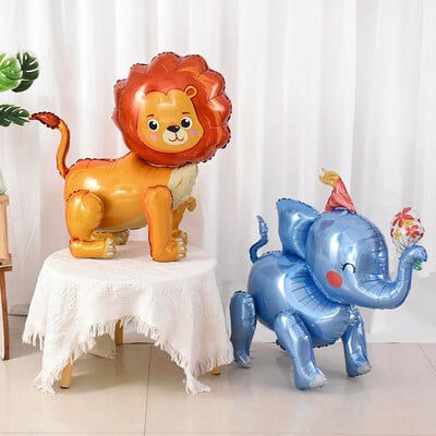 4D Liels Lauva Balons Zilonis Stāv dzīvnieki Globos Bērni Meitene Zēns Rotaļlietas Vienradzis Dzimšanas dienas ballītes dekorēšana Mazuļu dušas piederumi