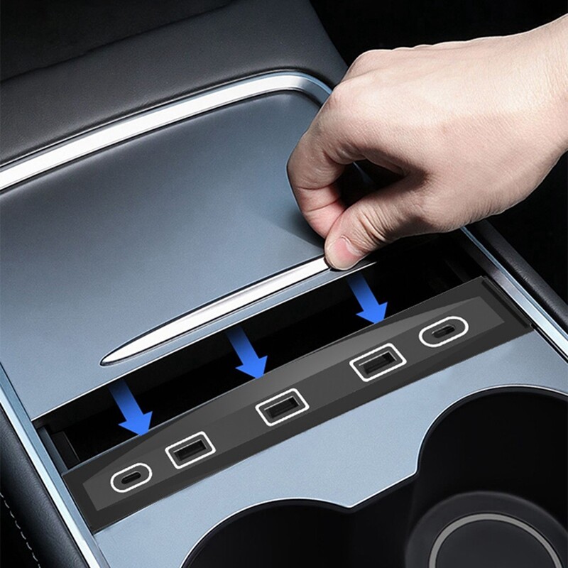 Încărcător rapid de 27 W pentru 2021-2022 Tesla Model 3 Model Y Docking Station USB Shunt Hub Model 3 Model Y Kits