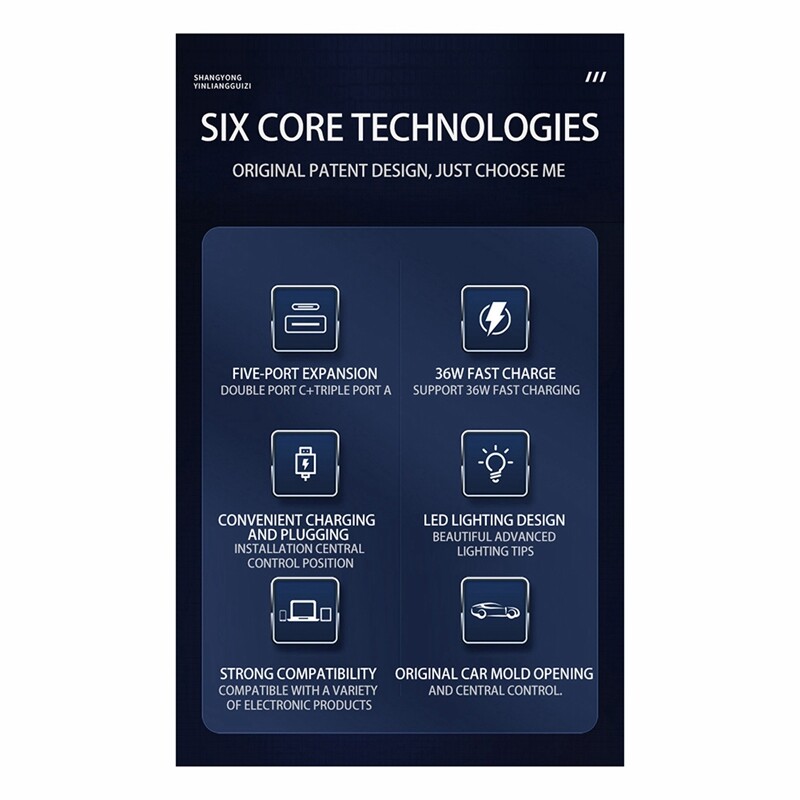 Încărcător rapid de 27 W pentru 2021-2022 Tesla Model 3 Model Y Docking Station USB Shunt Hub Model 3 Model Y Kits