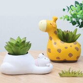 Kreslené zvieratá Kvetináč Roztomilá zebra Panda Hroch Žirafa Tvar Sukulenty Rastliny Kvetináče Živicový kvetináč Záhradný kvetináč Pracovný stôl
