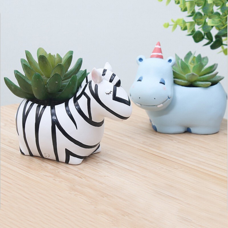 Kreslené zvieratá Kvetináč Roztomilá zebra Panda Hroch Žirafa Tvar Sukulenty Rastliny Kvetináče Živicový kvetináč Záhradný kvetináč Pracovný stôl