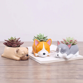 Χαριτωμένο Puppy Corgi Planter για παχύφυτα, γλάστρα Windowsill για Mini Bonsai Δώρο γραφείου επιτραπέζια διακόσμηση σπιτιού για λάτρεις των σκύλων