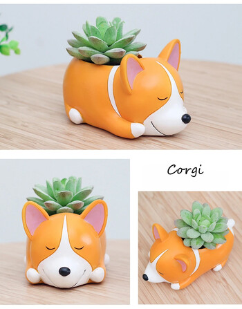 Χαριτωμένο Puppy Corgi Planter για παχύφυτα, γλάστρα Windowsill για Mini Bonsai Δώρο γραφείου επιτραπέζια διακόσμηση σπιτιού για λάτρεις των σκύλων