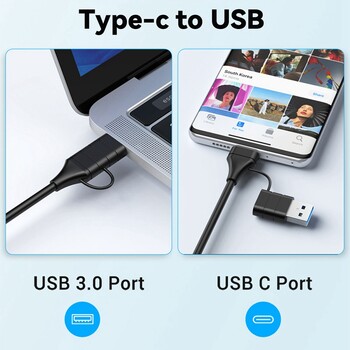 5-В-1 USB C хъб сплитер USB-C към RJ45 Lan Ethernet USB 2.0/3.0 адаптер SD/TF четец на карти за компютър лаптоп