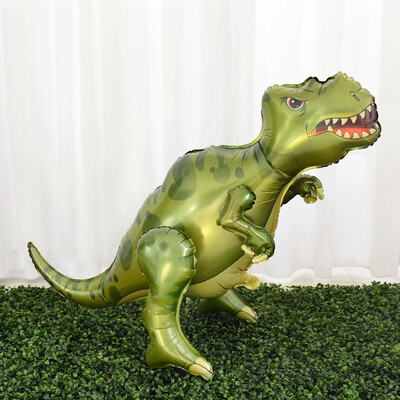 Голям 4D ходещ динозавър фолиен балон Jungle Animal Birthday Party Decors Baby Shower Helium Globos Standind Dragon Детски играчки