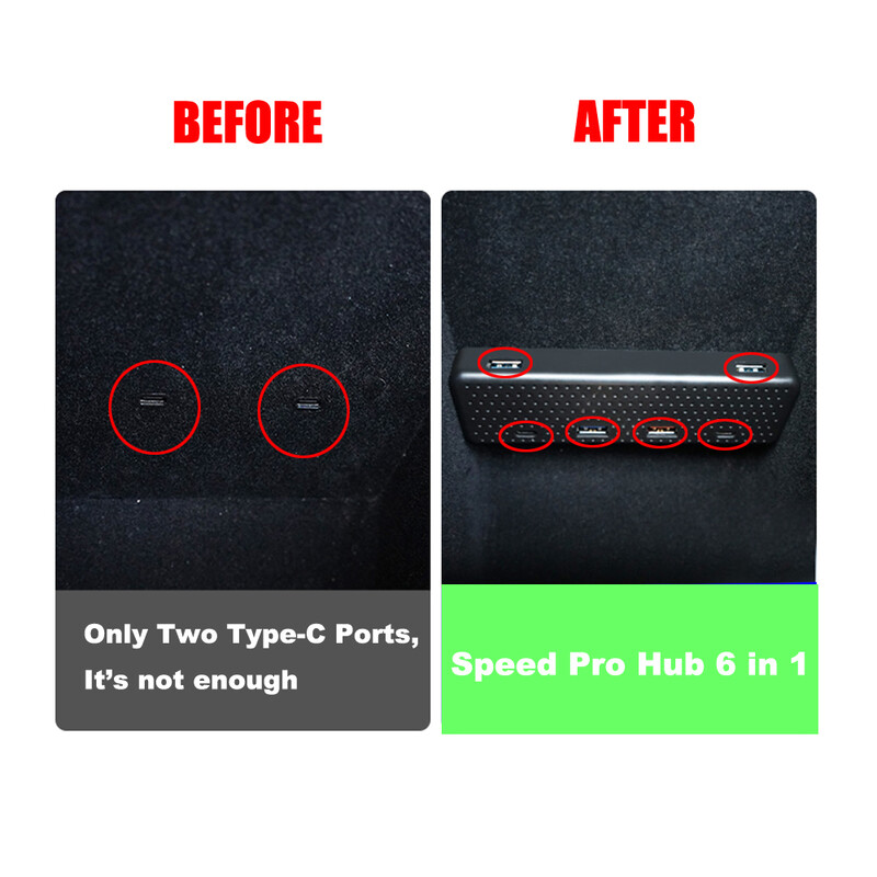 Skirta Tesla Model 3 Y 2021 2022 HUB greito įkrovimo išplėtimo USB skirstytuvo HUB prijungimo stoties centrinė porankio dėžutė 27W priedai