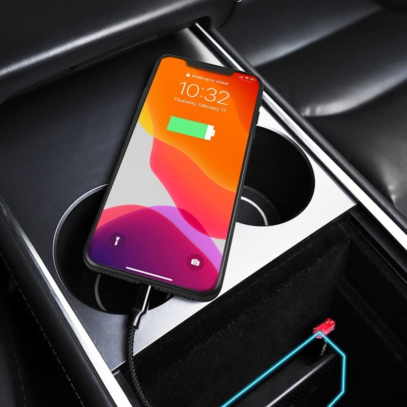 Skirta Tesla Model 3 Y 2021 2022 HUB greito įkrovimo išplėtimo USB skirstytuvo HUB prijungimo stoties centrinė porankio dėžutė 27W priedai