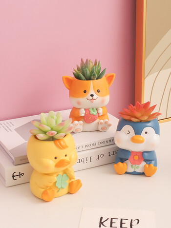 Cute Animal Planters Διακοσμητικές γλάστρες για παχύφυτα Φυτά Πολυλειτουργικό δοχείο Μολυβοθήκη Διακόσμηση κήπου σπιτιού