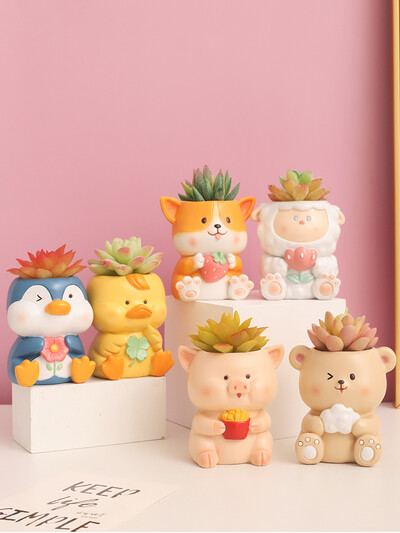 Cute Animal Planters Διακοσμητικές γλάστρες για παχύφυτα Φυτά Πολυλειτουργικό δοχείο Μολυβοθήκη Διακόσμηση κήπου σπιτιού