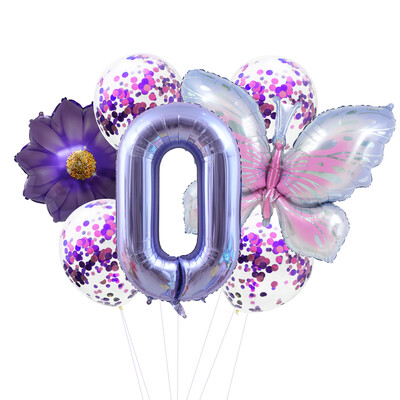 9 db pillangós fólia lufi szett szám golyó születésnapi esküvői babaváró parti dekoráció