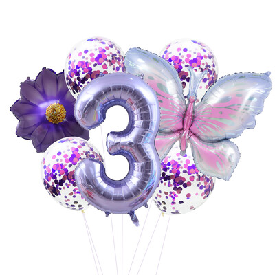 9 db pillangós fólia lufi szett szám golyó születésnapi esküvői babaváró parti dekoráció