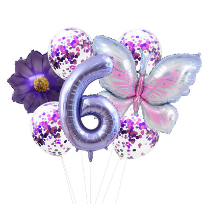 9 db pillangós fólia lufi szett szám golyó születésnapi esküvői babaváró parti dekoráció