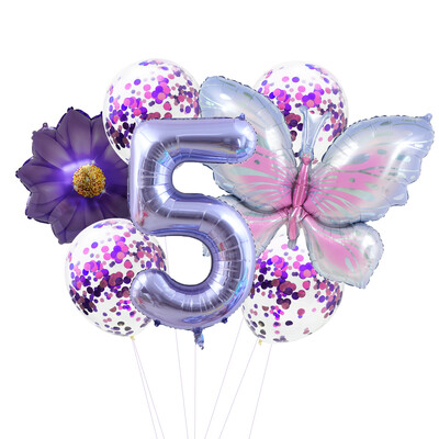 9 db pillangós fólia lufi szett szám golyó születésnapi esküvői babaváró parti dekoráció