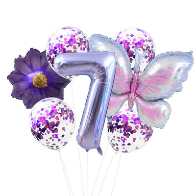 9 db pillangós fólia lufi szett szám golyó születésnapi esküvői babaváró parti dekoráció