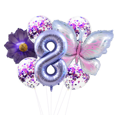 9 db pillangós fólia lufi szett szám golyó születésnapi esküvői babaváró parti dekoráció