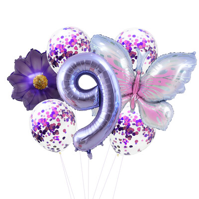 9 db pillangós fólia lufi szett szám golyó születésnapi esküvői babaváró parti dekoráció
