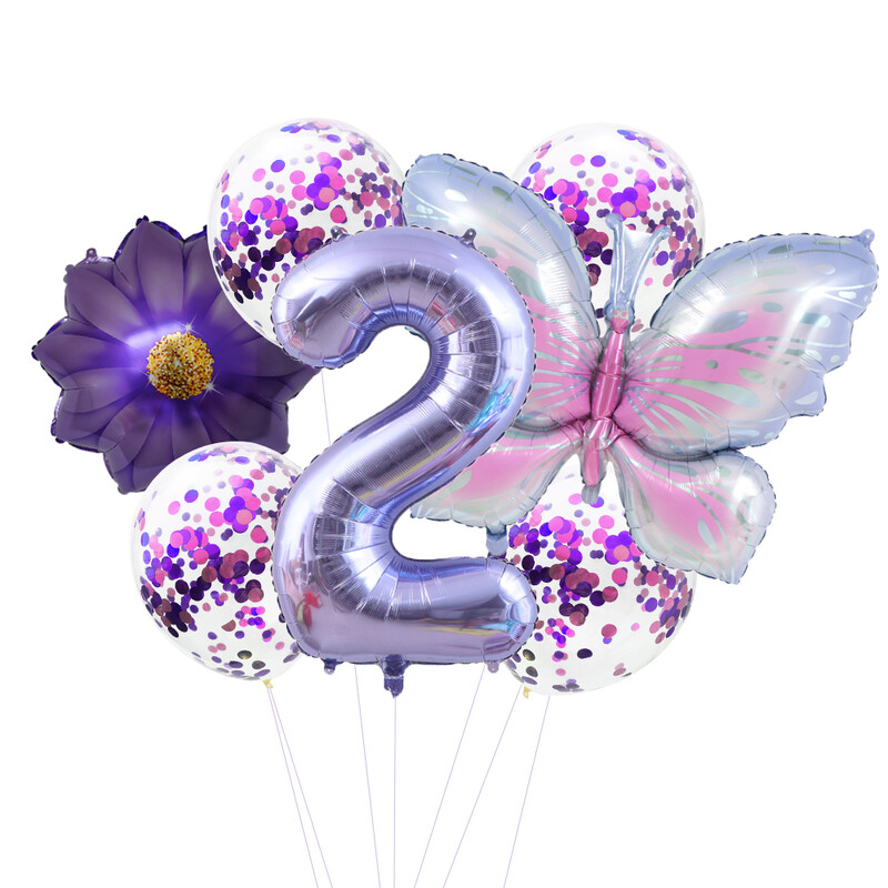 9 db pillangós fólia lufi szett szám golyó születésnapi esküvői babaváró parti dekoráció