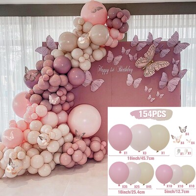 Macarons motýľ balón girlanda oblúk sada narodeninovú párty dekorácia deti bábätko dievčatko latexová balónová retiazka svadobné párty potreby