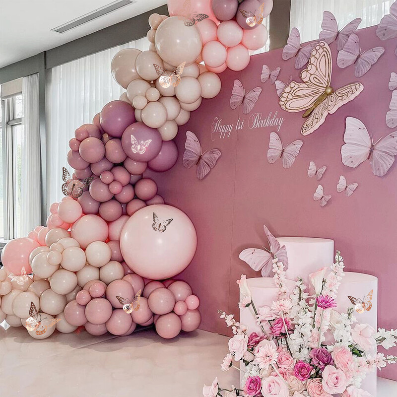 Macarons motýľ balón girlanda oblúk sada narodeninovú párty dekorácia deti bábätko dievčatko latexová balónová retiazka svadobné párty potreby